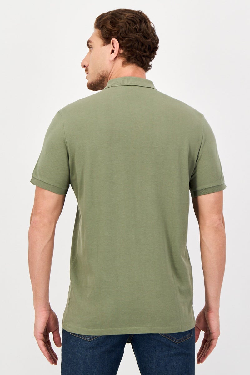 U.S. Polo Assn. Men Regular Fit Embroidered Logo Short Sleeve Polo Shirt, Olive - Image 3